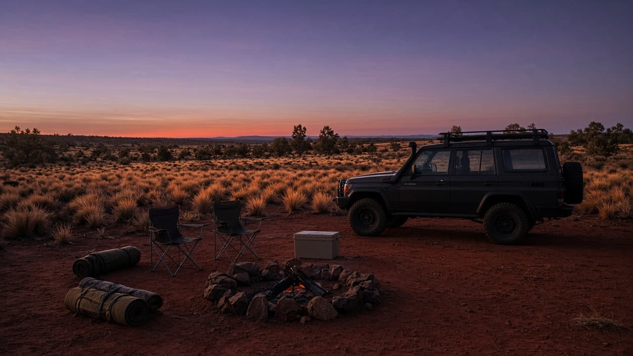 Quiet camp at dusk, the opposite of an emergency inbox