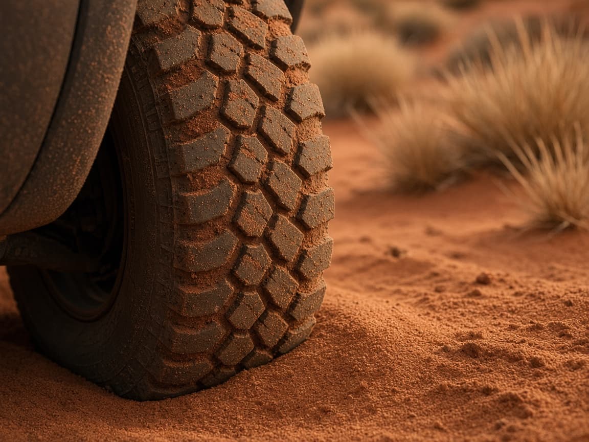 Tyre in red sand